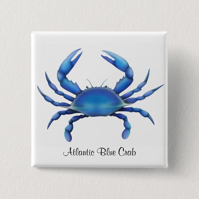 Badge Carré 5 Cm Pin atlantique de crabe bleu (Devant)
