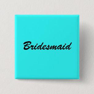 Badge Carré 5 Cm Pin bleu de demoiselle d'honneur