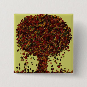 Badge Carré 5 Cm Pin d'arbre de feuille