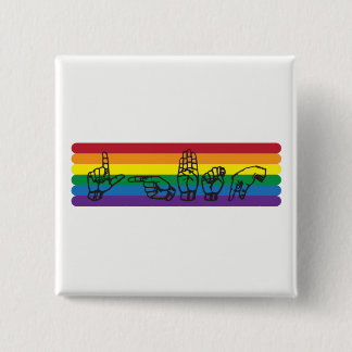 Badge Carré 5 Cm Pin d'arc-en-ciel d'ASL LGBTQ