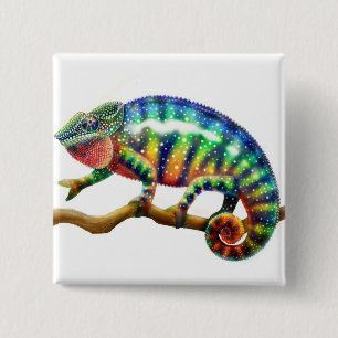 Badge Carré 5 Cm Pin de caméléon de panthère
