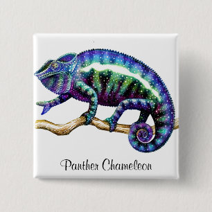 Badge Carré 5 Cm Pin de caméléon de panthère