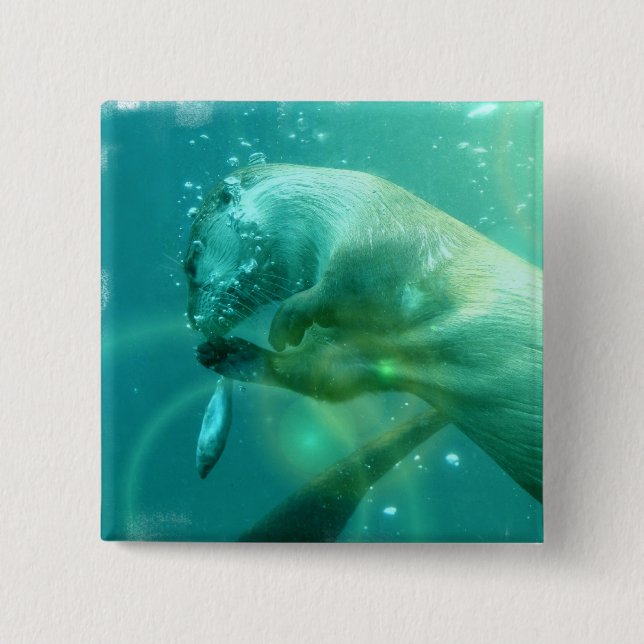 Badge Carré 5 Cm Pin de carré de loutre de natation (Devant)