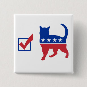 Badge Carré 5 Cm Pin de chat de vote