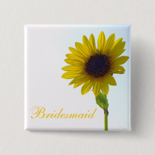 Badge Carré 5 Cm Pin de demoiselle d'honneur de tournesol