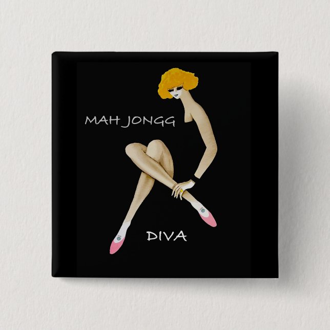 Badge Carré 5 Cm Pin de diva d'heure-milliampère Jongg (Devant)