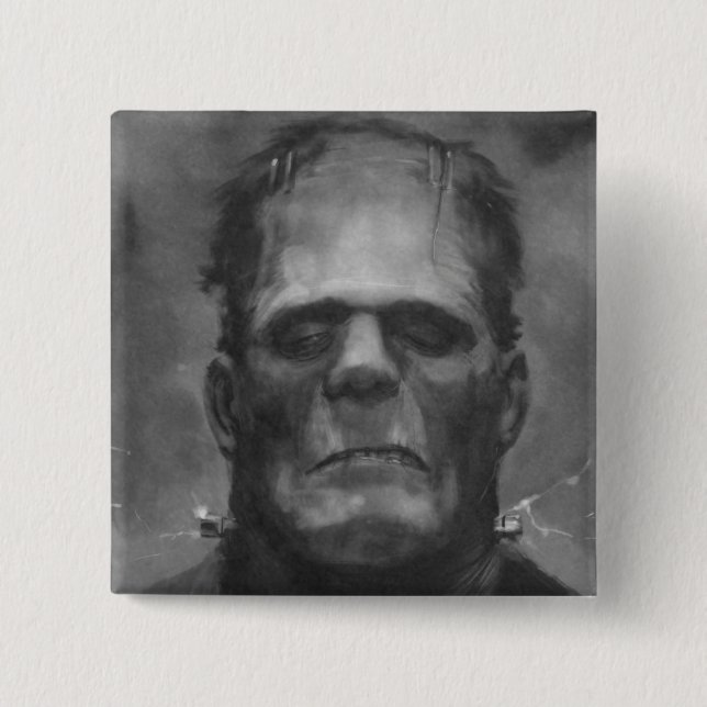 Badge Carré 5 Cm Pin de Frankenstein/bouton (Devant)