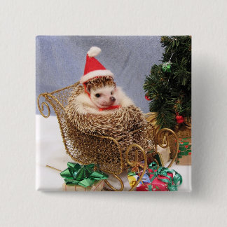 Badge Carré 5 Cm Pin de hérisson de Noël