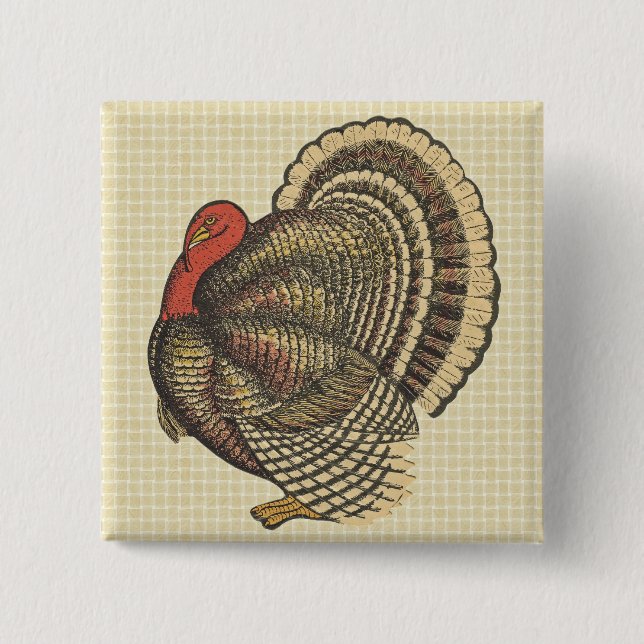Badge Carré 5 Cm Pin de la Turquie de thanksgiving (Devant)