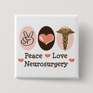 Badge Carré 5 Cm Pin de neurochirurgie d'amour de paix