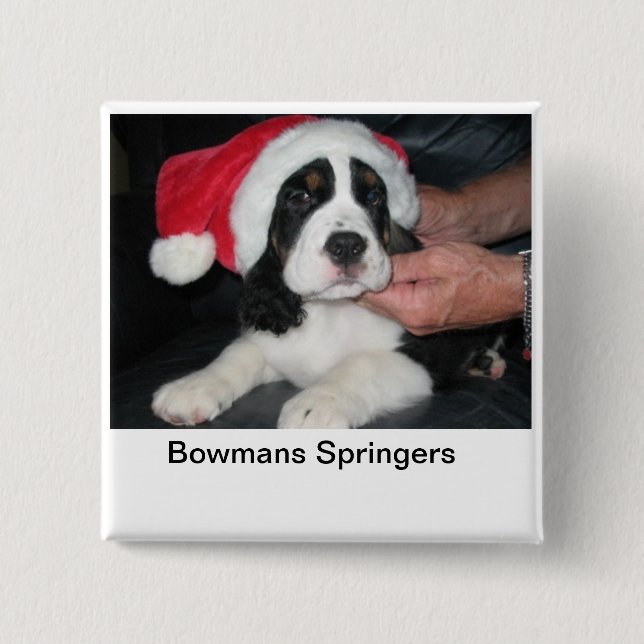 Badge Carré 5 Cm Pin de Springer Père Noël (Devant)