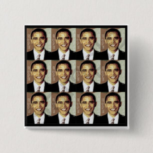 BADGE CARRÉ 5 CM PIN D'ESPOIR DE BARACK OBAMA
