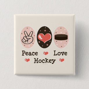 Badge Carré 5 Cm Pin d'hockey d'amour de paix