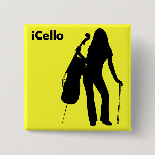 Badge Carré 5 Cm Pin d'ICello (jaune)