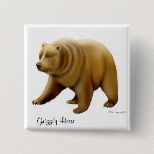 Badge Carré 5 Cm Pin d'ours gris