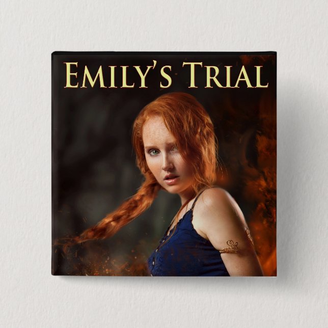 Badge Carré 5 Cm Pin du procès d'Emily (Devant)