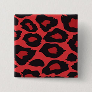 Badge Carré 5 Cm Pin léopard rouge
