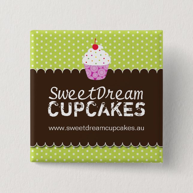BADGE CARRÉ 5 CM PIN LUNATIQUE DE PETIT GÂTEAU (Devant)