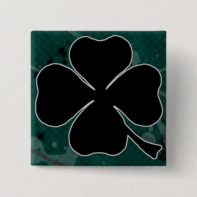 Badge Carré 5 Cm Pin noir de trèfle (Devant)