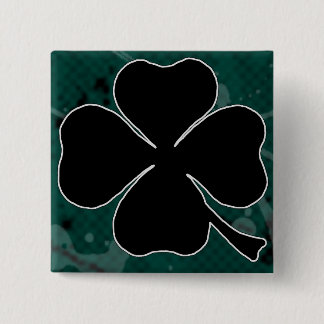 Badge Carré 5 Cm Pin noir de trèfle