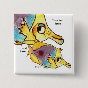Badge Carré 5 Cm Pin personnalisé par poissons des Butterflyfish