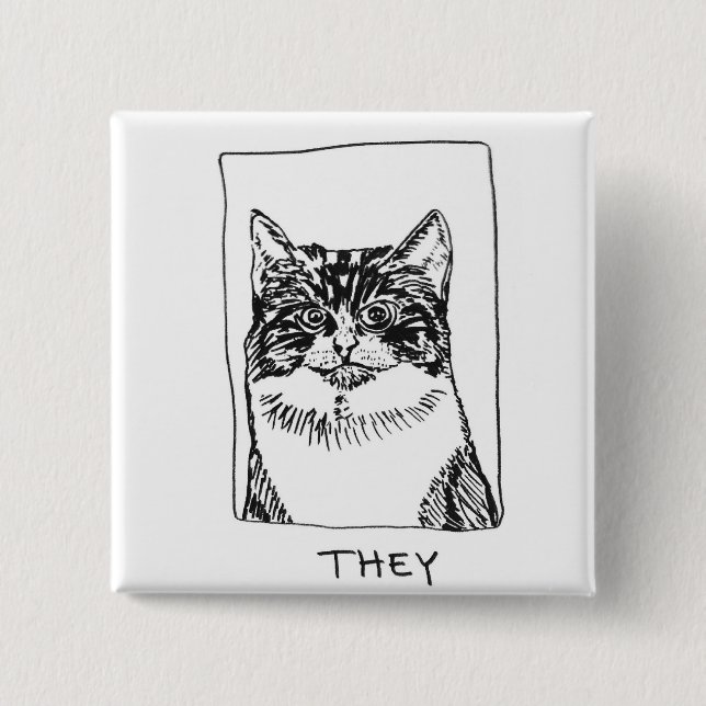Badge Carré 5 Cm pin Pronoun (Devant)