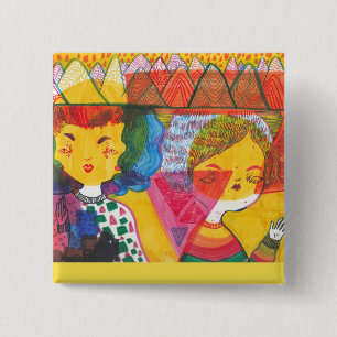 Badge Carré 5 Cm Pin psychédélique des bébés  