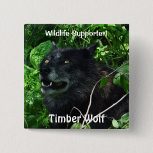 Badge Carré 5 Cm Pinceau photo du loup de bois