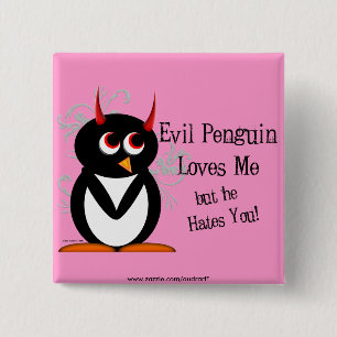 Badge Carré 5 Cm Pingouin dans l'amour Bling