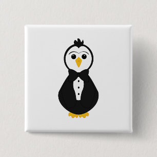 Badge Carré 5 Cm Pingouin de chambre mignonne