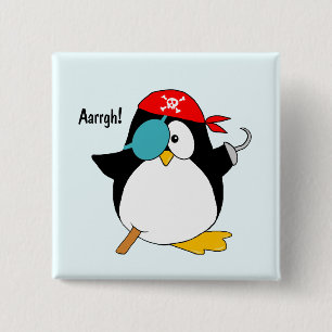 Badge Carré 5 Cm Pingouin de pirate Argh !