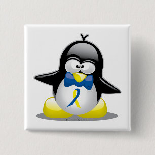 Badge Carré 5 Cm Pingouin de syndrome de Down
