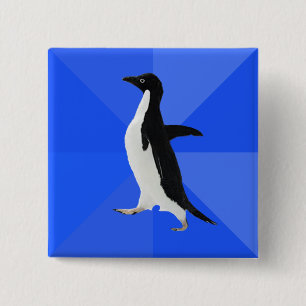 Badge Carré 5 Cm Pingouin socialement maladroit ("personnaliser"