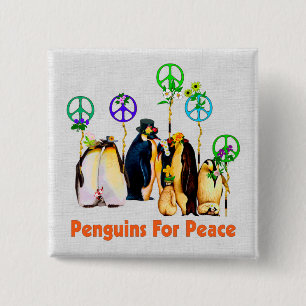 Badge Carré 5 Cm Pingouins de paix