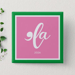 Badge Carré 5 Cm Pink Green Kamala 2024 Dites Son Nom