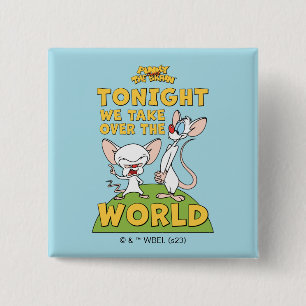 Badge Carré 5 Cm Pinky et le cerveau   Reprendre Le Monde