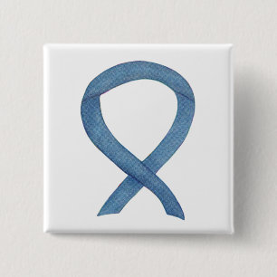 Badge Carré 5 Cm Pins personnalisés Denim Blue Awareness
