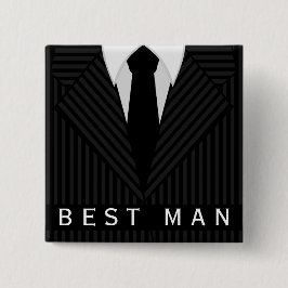 Badge Carré 5 Cm Pinstripe Suit Bachelor Party Meilleur homme Carré