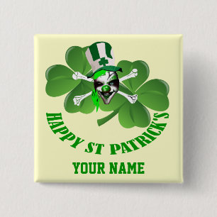 Badge Carré 5 Cm Pirate irlandais personnalisé Saint Patrick's day