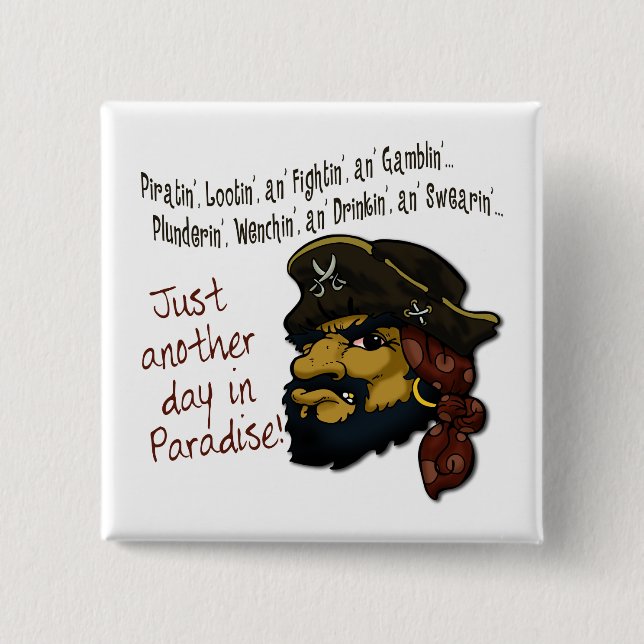 Badge Carré 5 Cm Pirates ! (Devant)