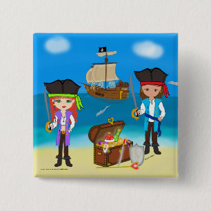 Badge Carré 5 Cm Pirates du bouton d'hinterland