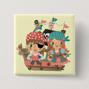 Badge Carré 5 Cm Pirates Girly