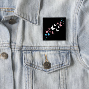 Badge Carré 5 Cm Piste de Fierté Transgenre Papillon