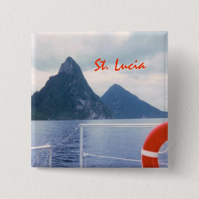 Badge Carré 5 Cm Pitons de la mer (Devant)