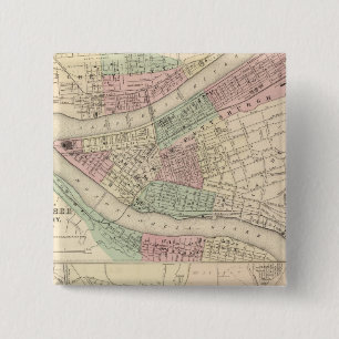 Badge Carré 5 Cm Pittsburgh et Allegheny, Pennsylvanie