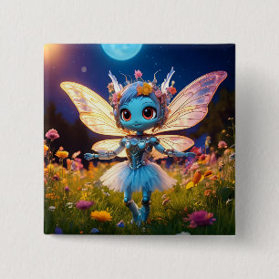 Badge Carré 5 Cm Pixie Robot Ballerina Danser en Fleur sauvage