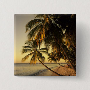 Badge Carré 5 Cm Plage au coucher du soleil, Trinidad