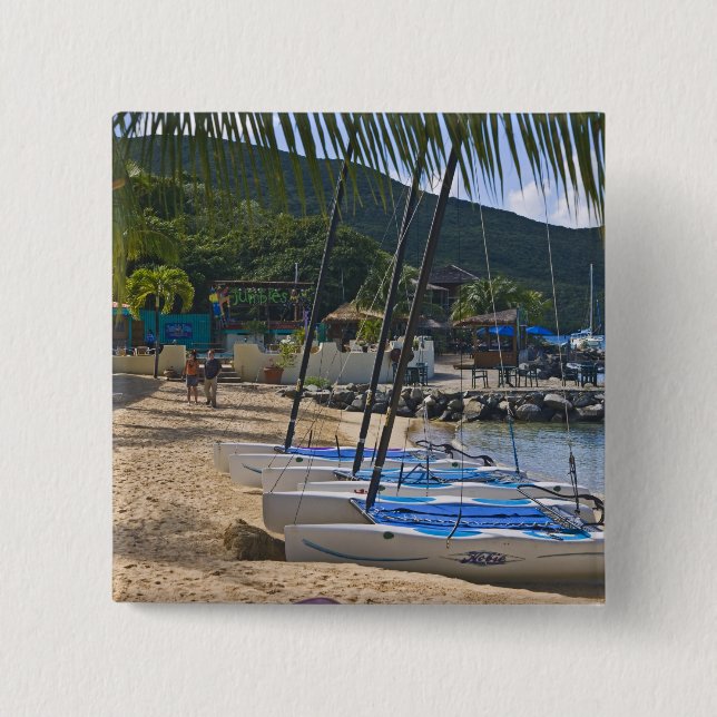 Badge Carré 5 Cm Plage au Leverick Bay Resort & Marina, (Devant)
