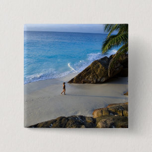 Badge Carré 5 Cm Plage d'Ansi Victorin, île de Fregate