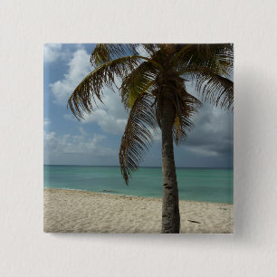 Badge Carré 5 Cm Plage d'Aruba I Belle Scène Nature